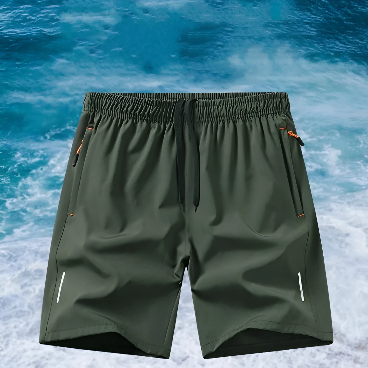 Men's ice silk polyester sports shorts in straight-leg loose fit for basketball training