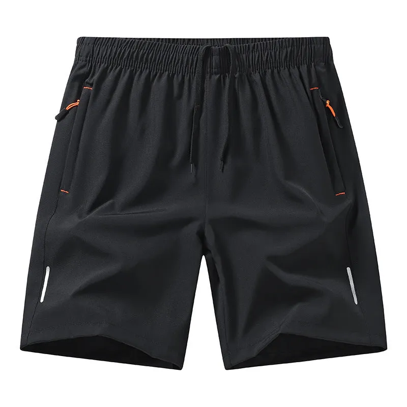 Men's ice silk polyester sports shorts in straight-leg loose fit for basketball training