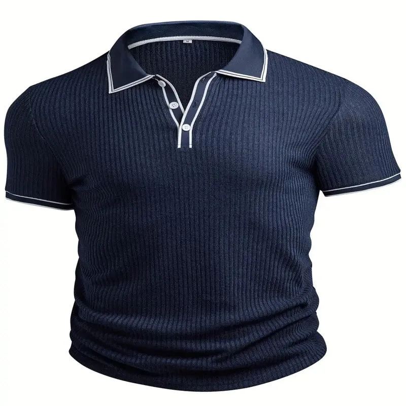 Men's striped polo shirt short sleeves loose fit multiple colour options
