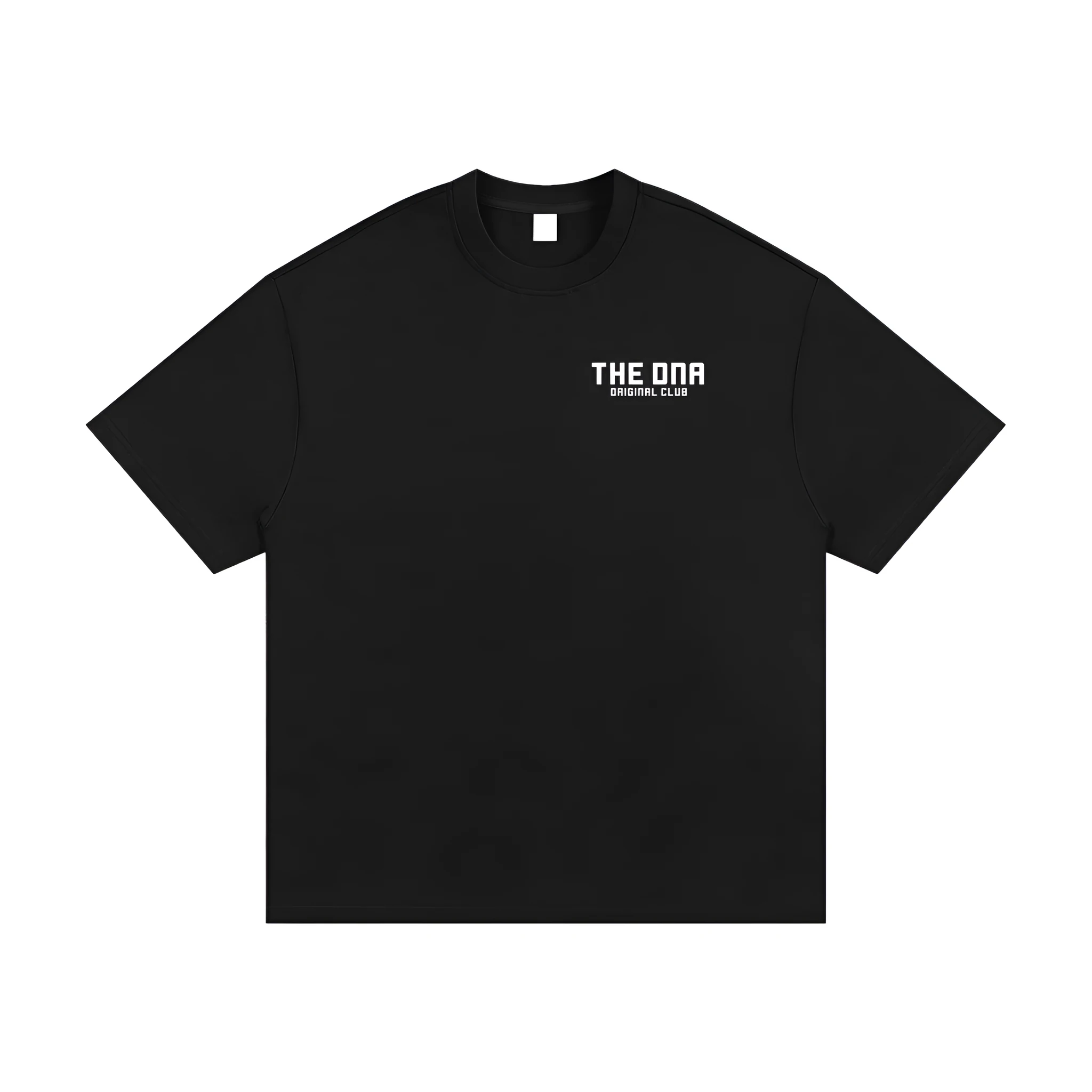 Black men's T-shirt with a 3D graphic print, loose fit, and short sleeves.
