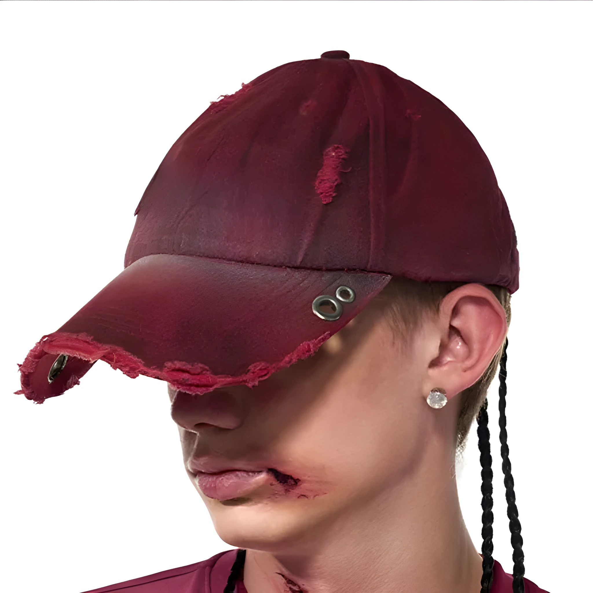 Rose red cotton peaked cap with a curved peak and adjustable rear strap on a neutral background.
