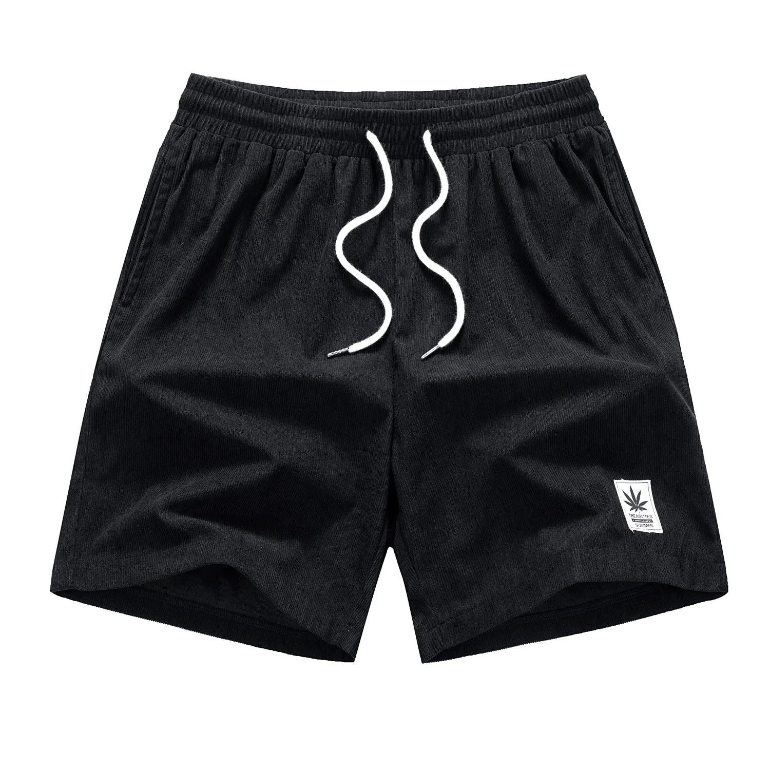 Men's straight-leg summer shorts with drawstring waist in blue colour option