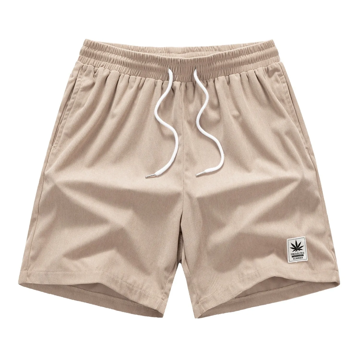 Men's straight-leg summer shorts with drawstring waist in blue colour option