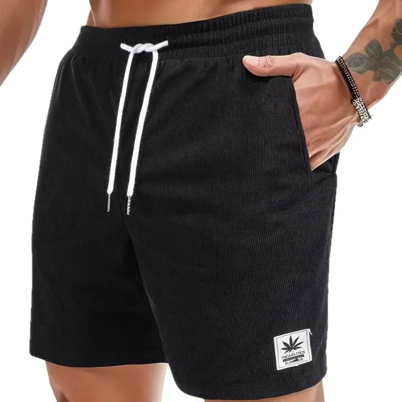 Men's straight-leg summer shorts with drawstring waist in blue colour option