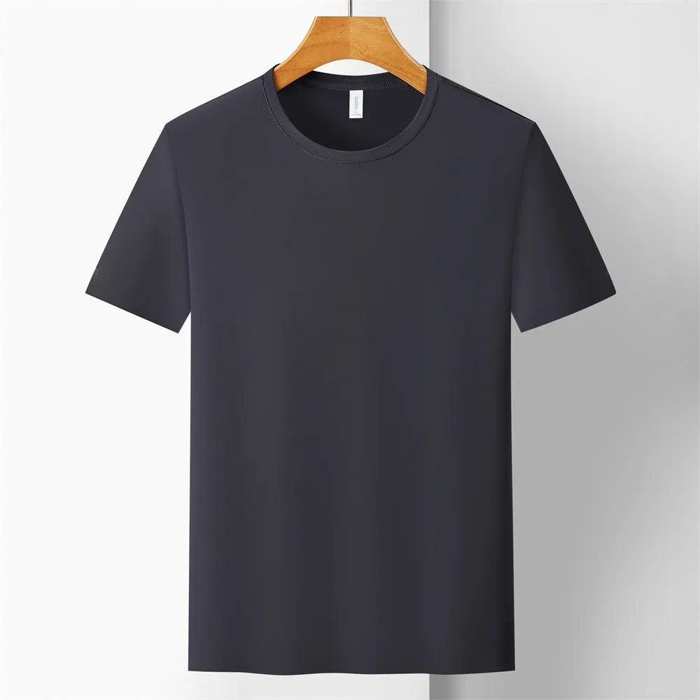 Ice Silk quick-dry antibacterial anti-UV slim-fit T-shirt in solid colours on a hanger.