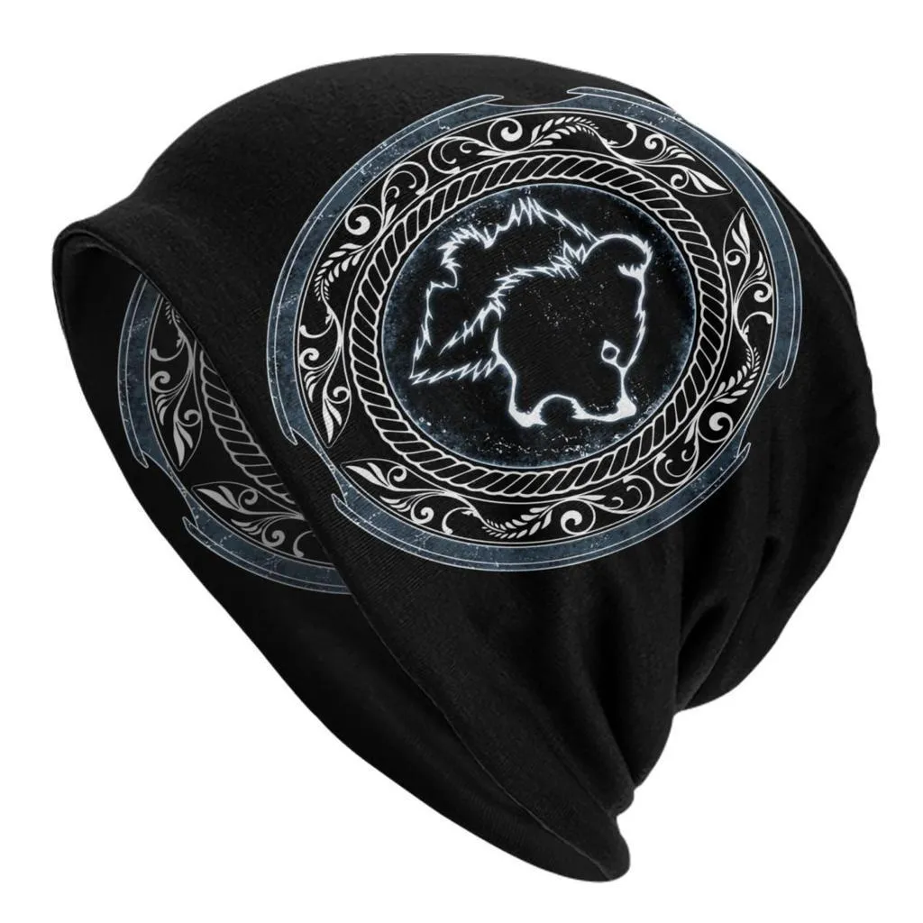 Viking totem wolf design on a cotton hip hop hat with a double-layer elastic sleeve cap