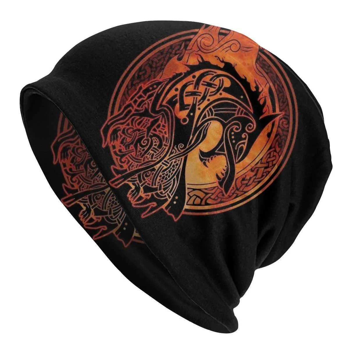 Viking totem wolf design on a cotton hip hop hat with a double-layer elastic sleeve cap