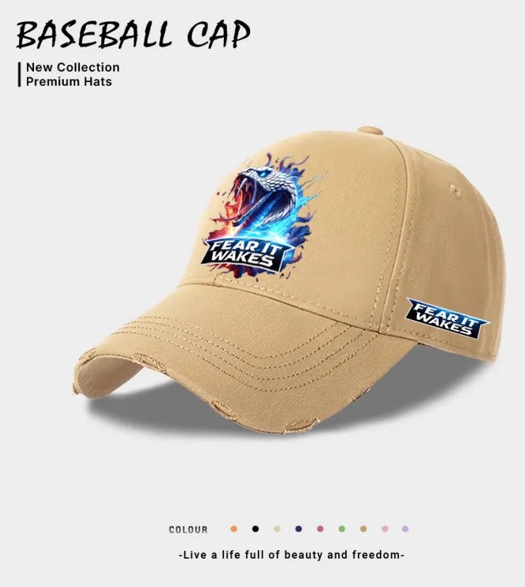 Men's casual polyester baseball cap in beige, black, or blue colour.