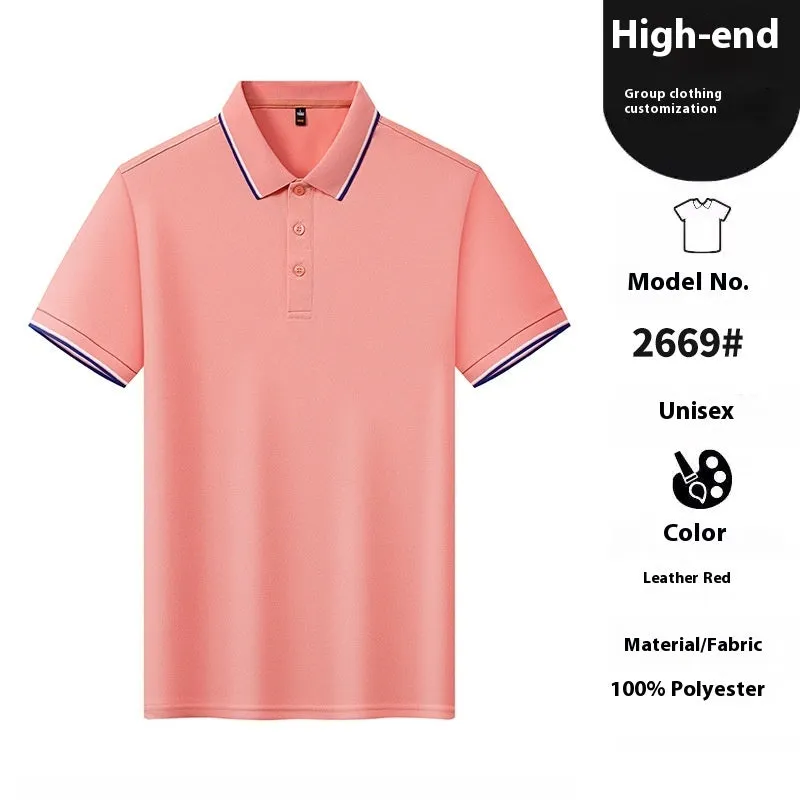 Ice Ion lapel short sleeve polo shirt in navy blue, straight fit, nylon polyester blend