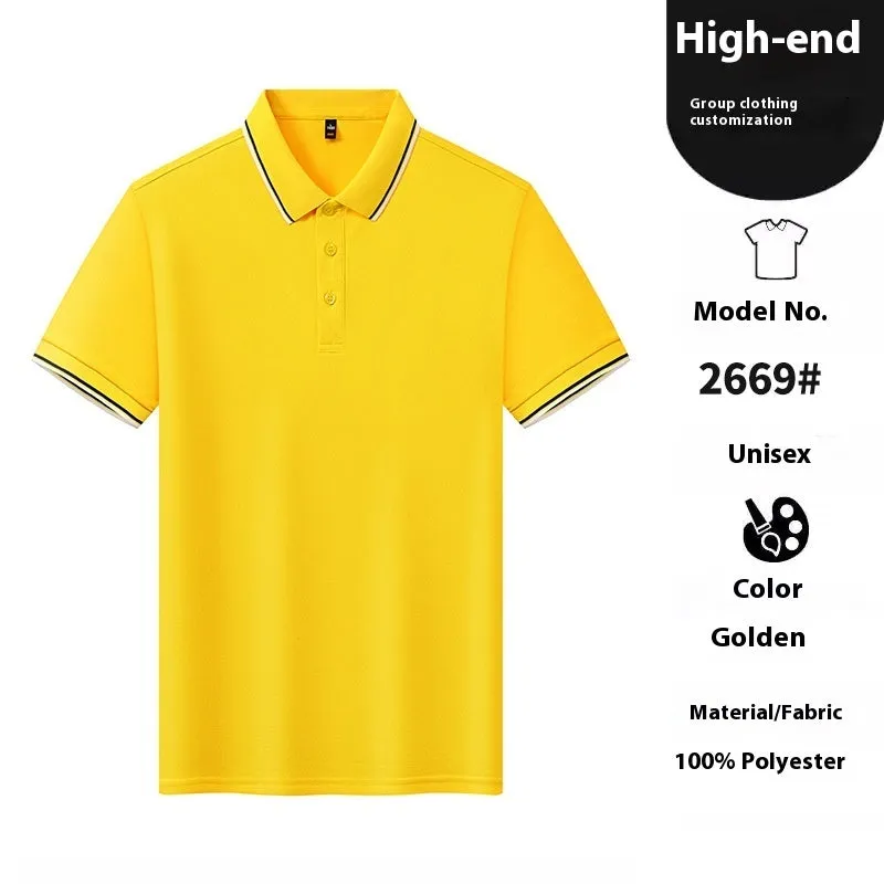 Ice Ion lapel short sleeve polo shirt in navy blue, straight fit, nylon polyester blend