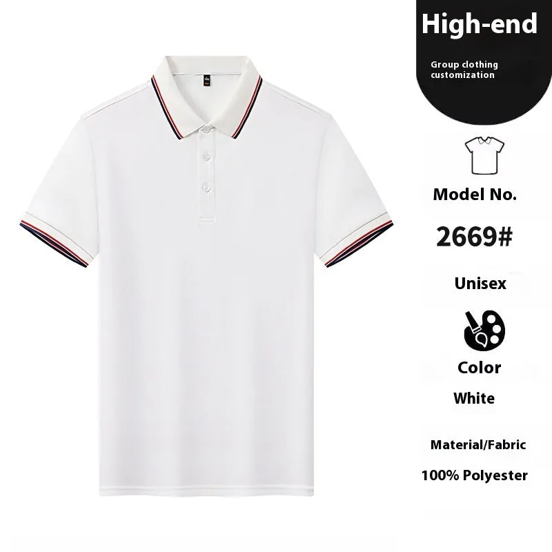 Ice Ion lapel short sleeve polo shirt in navy blue, straight fit, nylon polyester blend