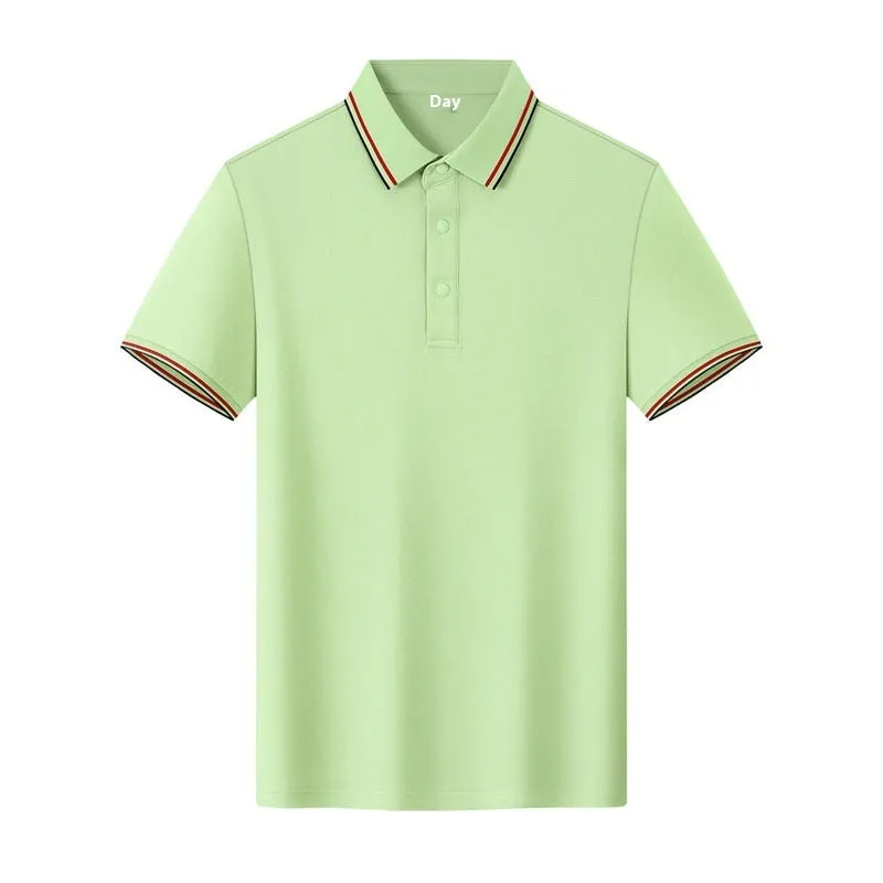 Men's solid colour cotton summer work t-shirt with printing pattern and short sleeves