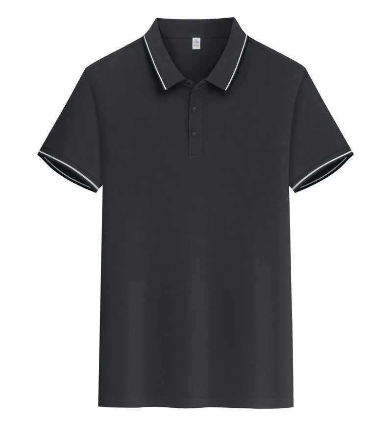 A pure cotton polo shirt with a lapel collar and short sleeves, shown in a light blue colour.