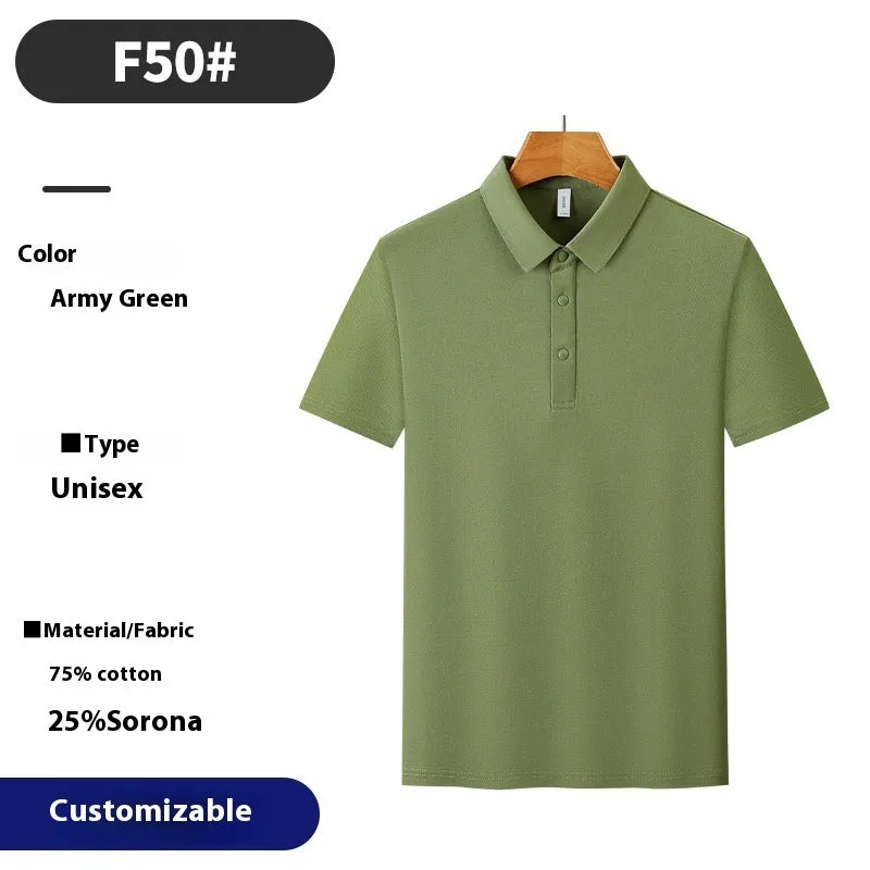 Cotton blend short sleeve polo shirt in solid colour, seamless knit, for summer business commute, available in multiple colours and sizes S to 4XL