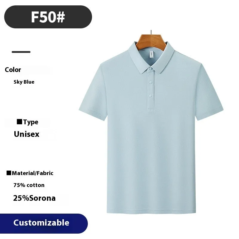 Cotton blend short sleeve polo shirt in solid colour, seamless knit, for summer business commute, available in multiple colours and sizes S to 4XL