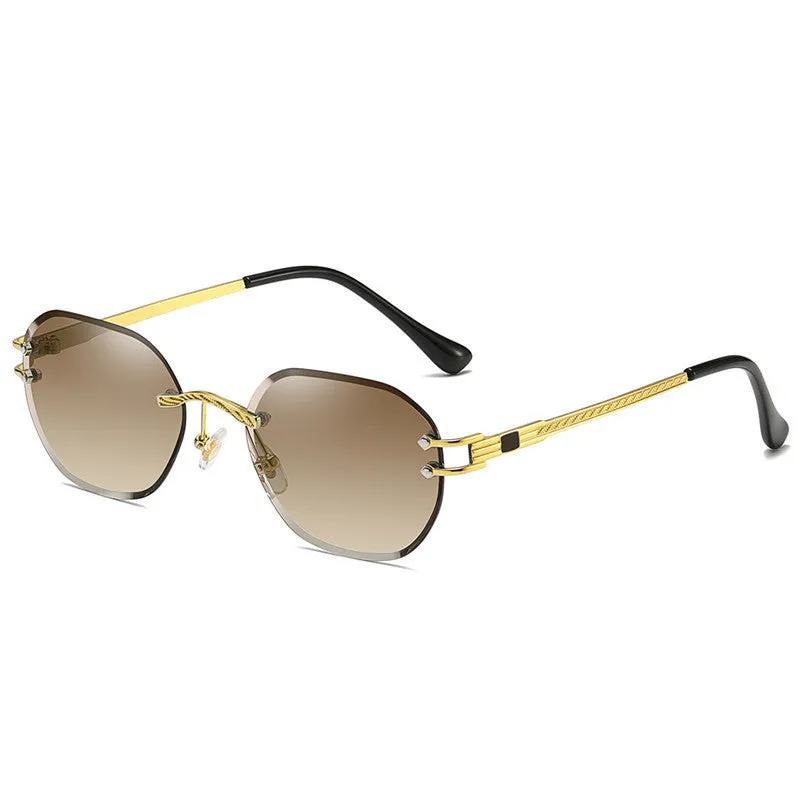 Gold frame sunglasses with gradient lens in various colour options showing front view