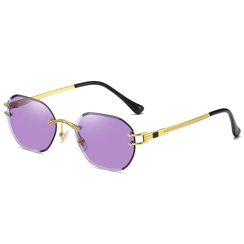 Gold frame sunglasses with gradient lens in various colour options showing front view