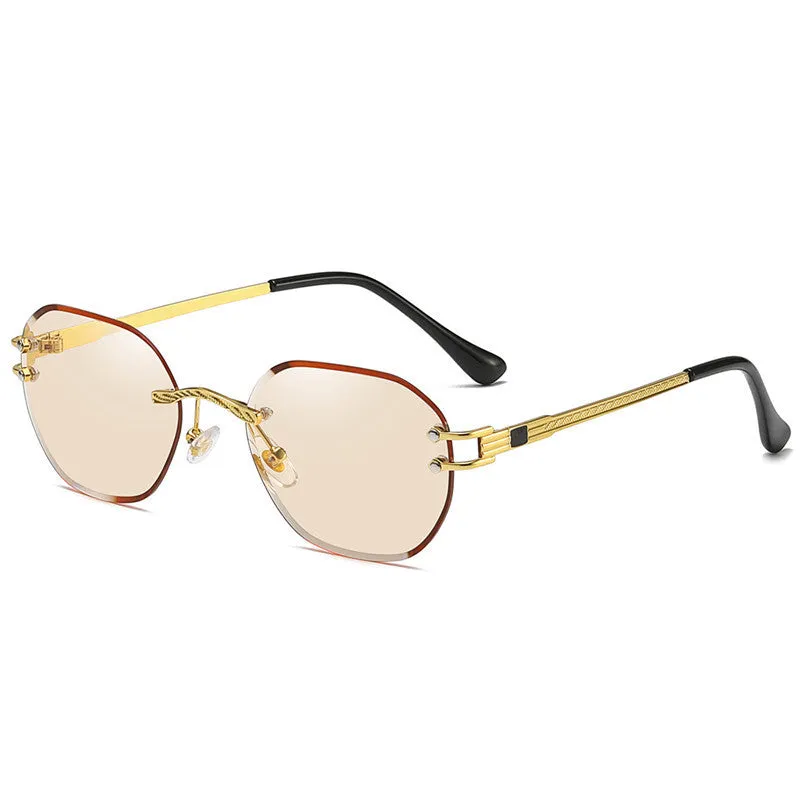 Gold frame sunglasses with gradient lens in various colour options showing front view