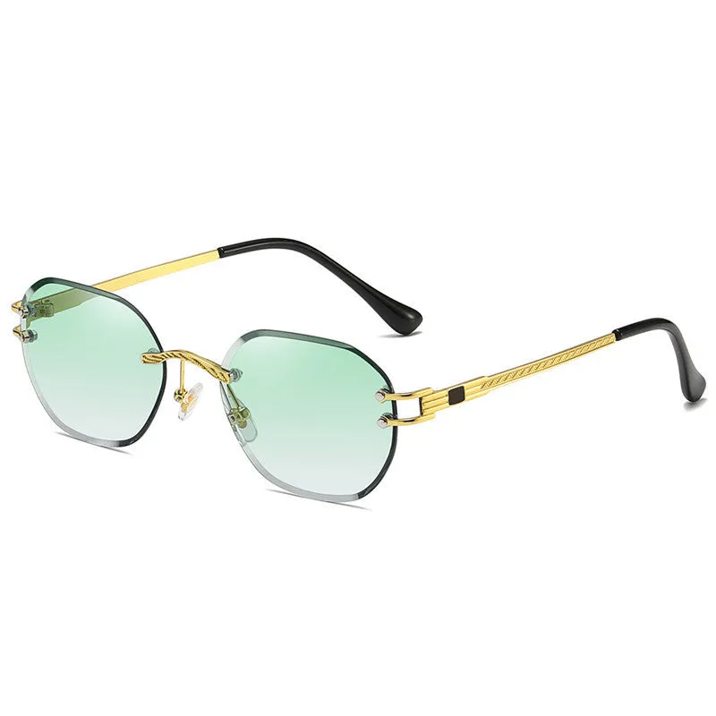 Gold frame sunglasses with gradient lens in various colour options showing front view