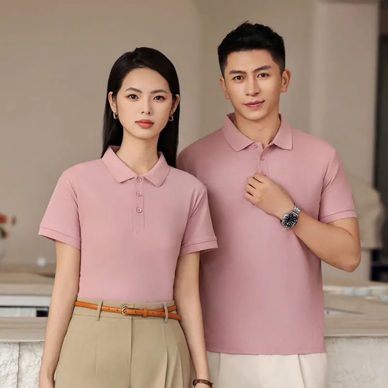 Summer polo shirt in long-staple cotton with side slit design, shown in sapphire blue colour