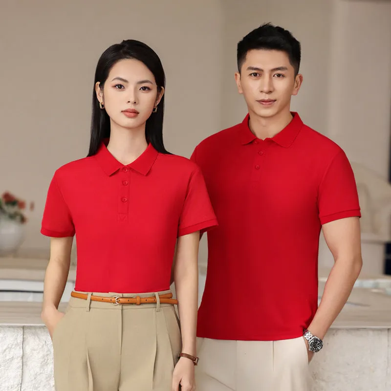 Summer polo shirt in long-staple cotton with side slit design, shown in sapphire blue colour
