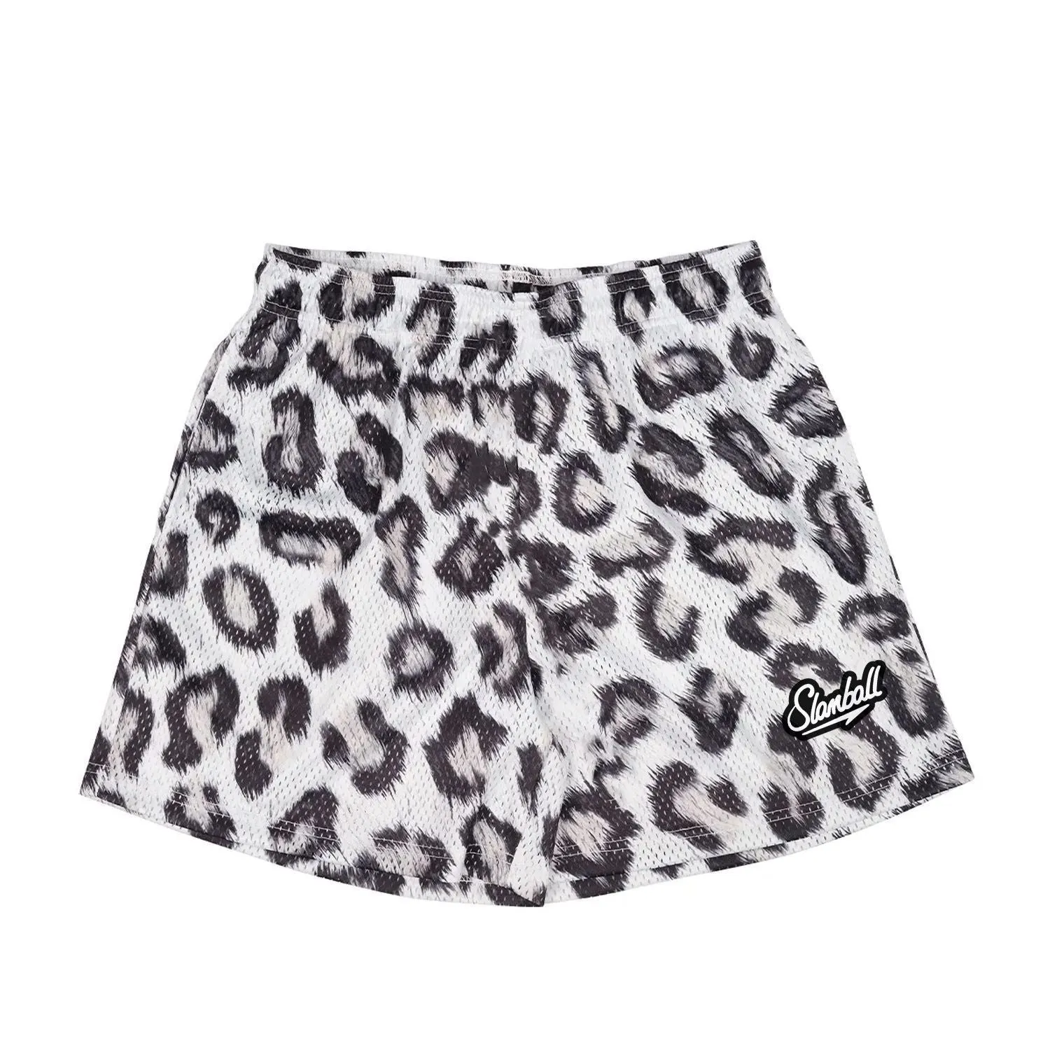 Men's leopard print fitness training shorts made from quick-drying polyester fabric