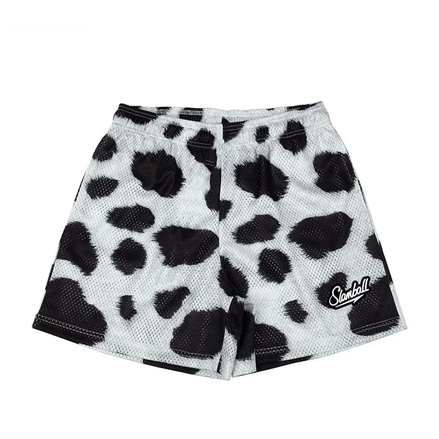 Men's leopard print fitness training shorts made from quick-drying polyester fabric