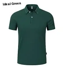 Men's light blue cotton ice silk polo shirt with an asymmetric lapel and short sleeves.