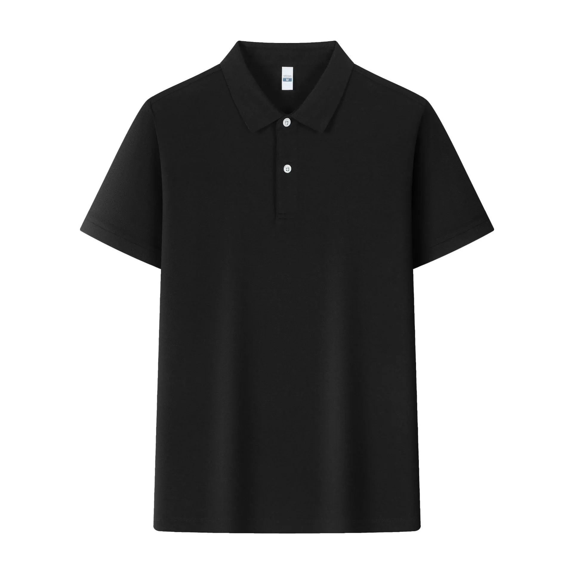 Men's light blue cotton ice silk polo shirt with an asymmetric lapel and short sleeves.