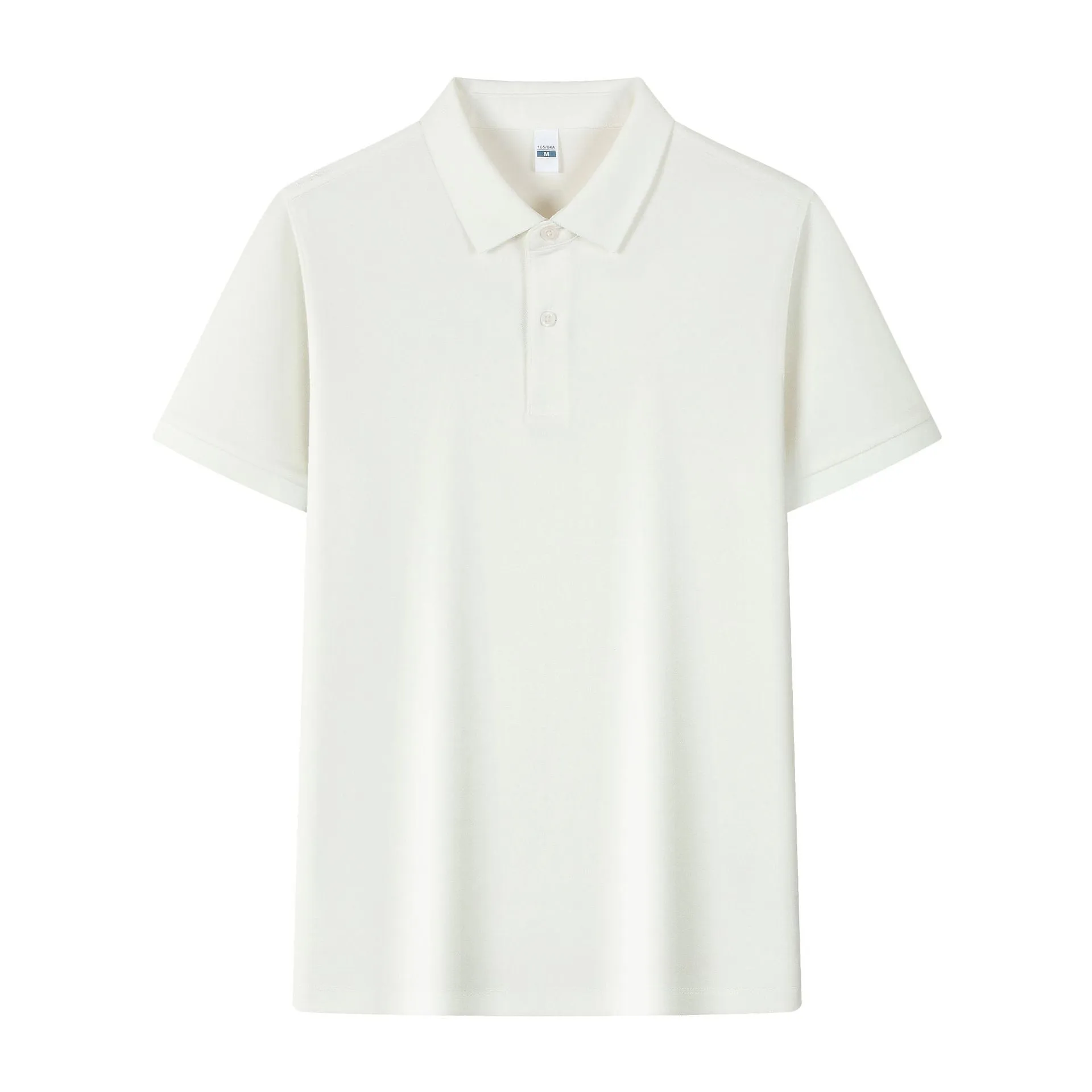 Men's light blue cotton ice silk polo shirt with an asymmetric lapel and short sleeves.