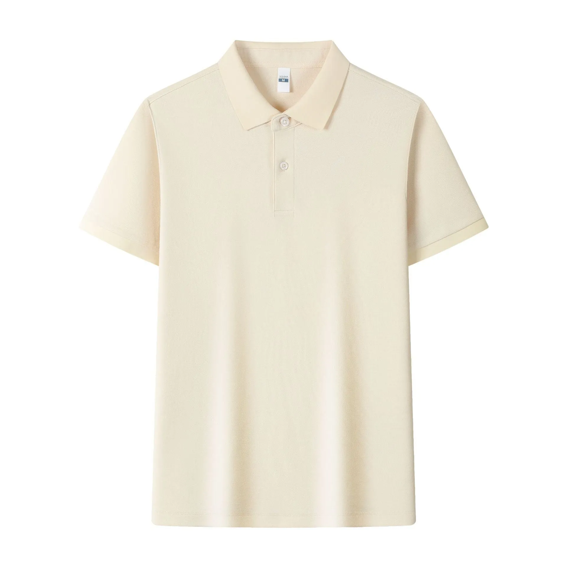 Men's light blue cotton ice silk polo shirt with an asymmetric lapel and short sleeves.