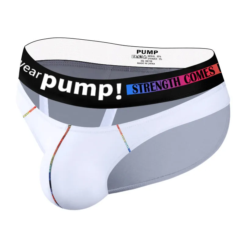 Men's solid-colour modal briefs on a white background, showing low-waist design in black and white.