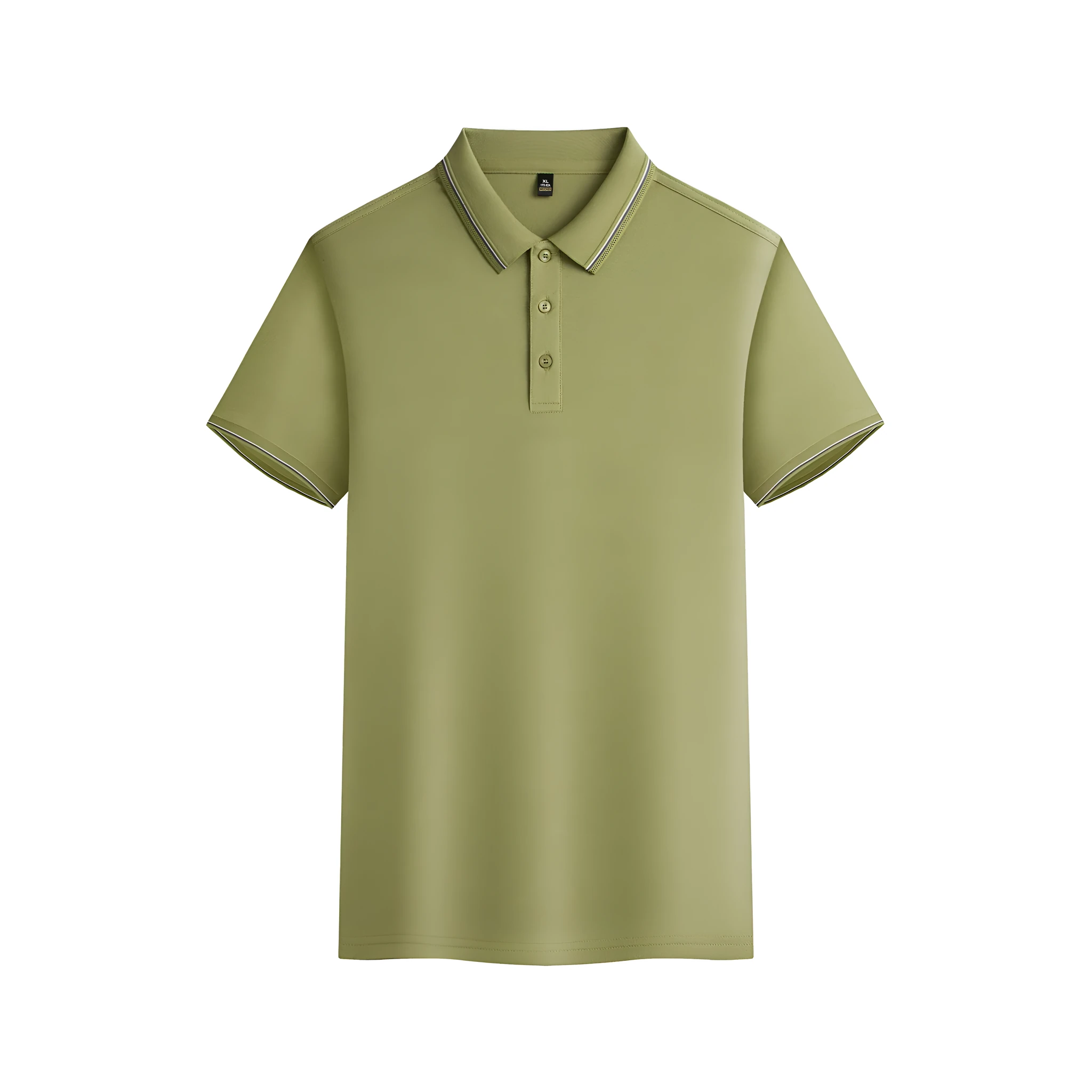 Men's navy blue short-sleeved polo shirt made from quick-dry polyester fabric for summer.