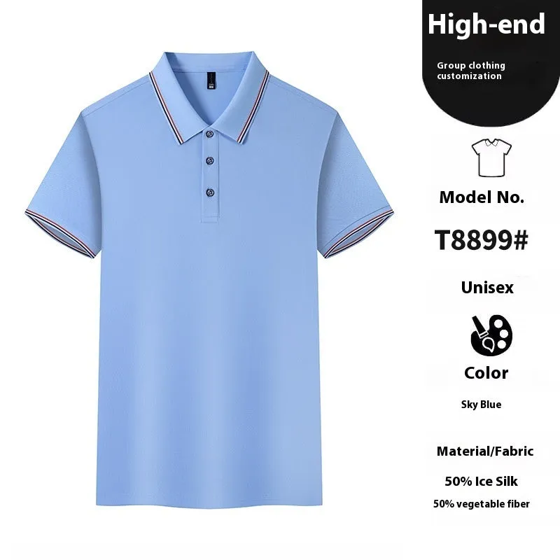Ice silk polo shirt in solid colours with copper ammonia fibre fabric for work and leisure