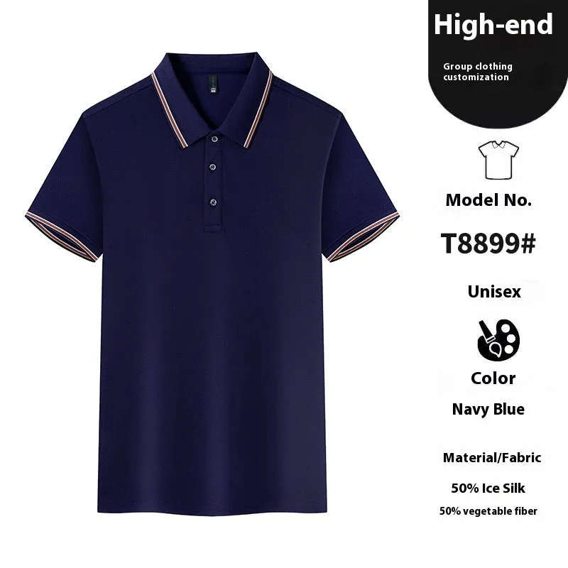 Ice silk polo shirt in solid colours with copper ammonia fibre fabric for work and leisure