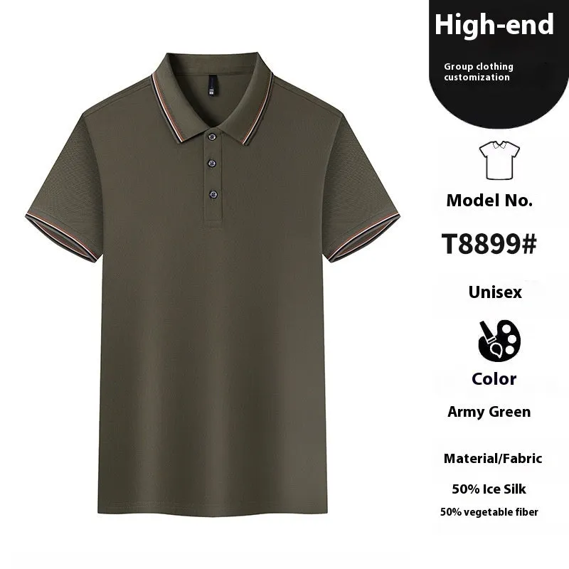 Ice silk polo shirt in solid colours with copper ammonia fibre fabric for work and leisure