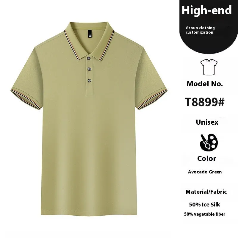 Ice silk polo shirt in solid colours with copper ammonia fibre fabric for work and leisure