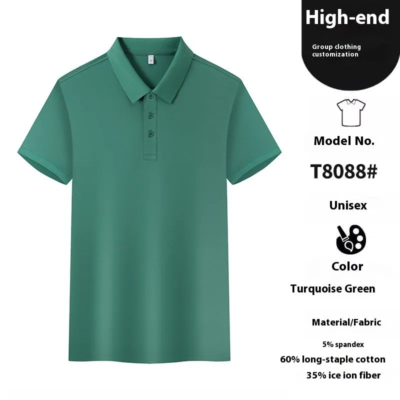 Men's short sleeve polo shirt in cotton-spandex blend, shown in Aerospace Blue colour with lapel collar.