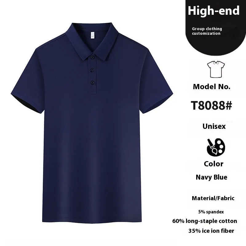 Men's short sleeve polo shirt in cotton-spandex blend, shown in Aerospace Blue colour with lapel collar.