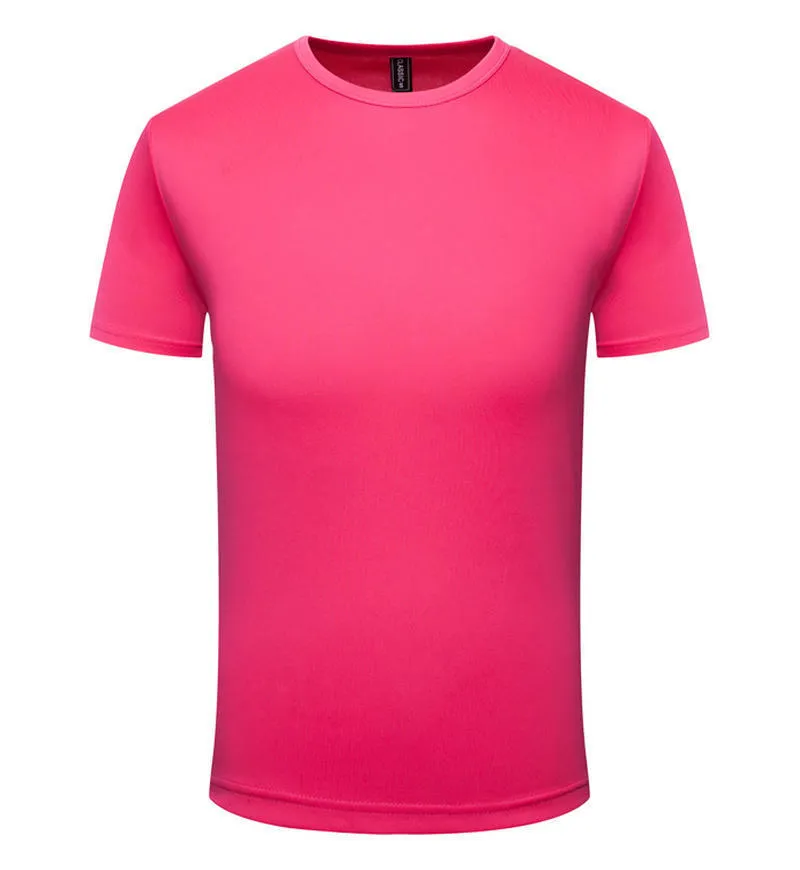Men's quick-drying summer T-shirt in nylon polyester blend available in eight colours including fluorescent green