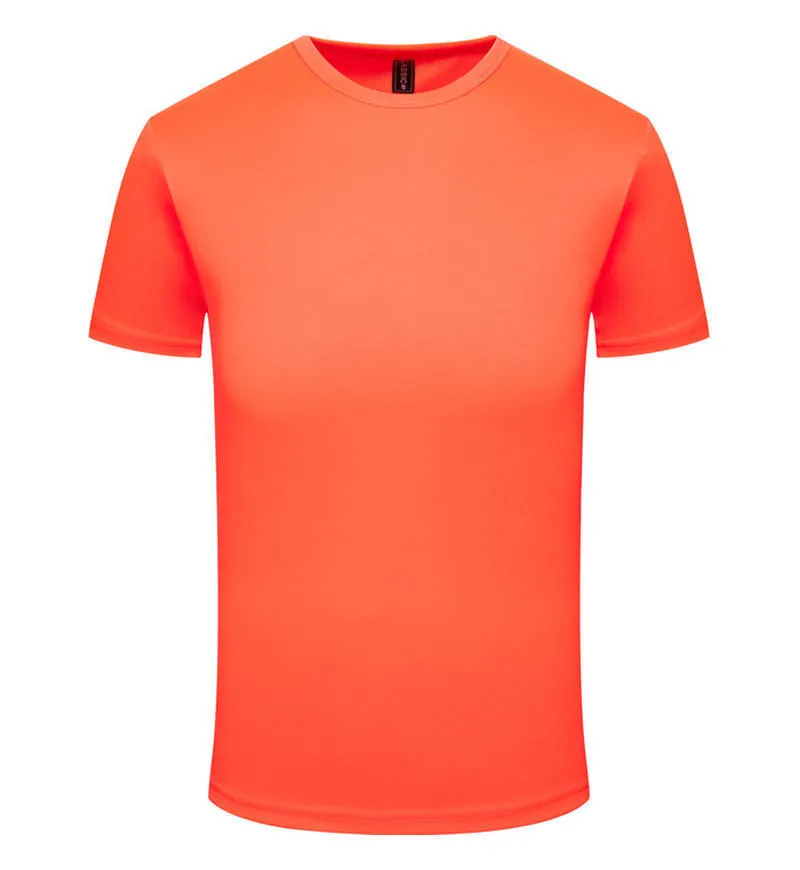 Men's quick-drying summer T-shirt in nylon polyester blend available in eight colours including fluorescent green