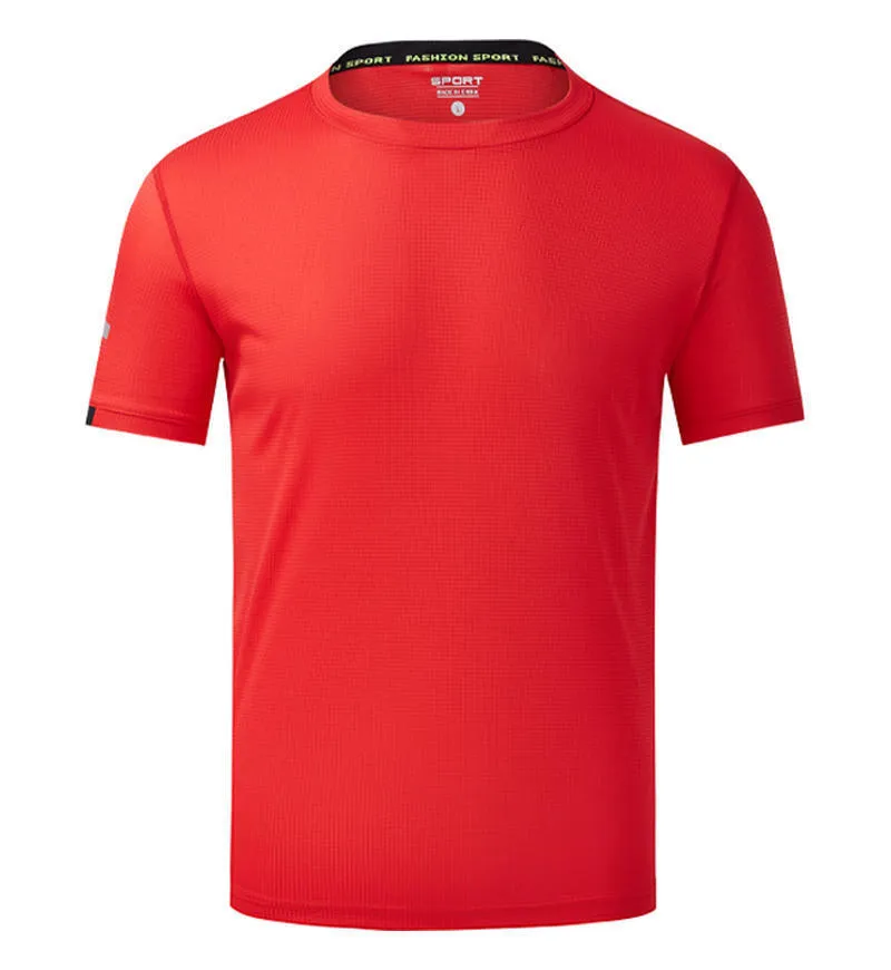 Men's solid colour quick-drying ice silk shirt with short sleeves for summer sports and leisure wear