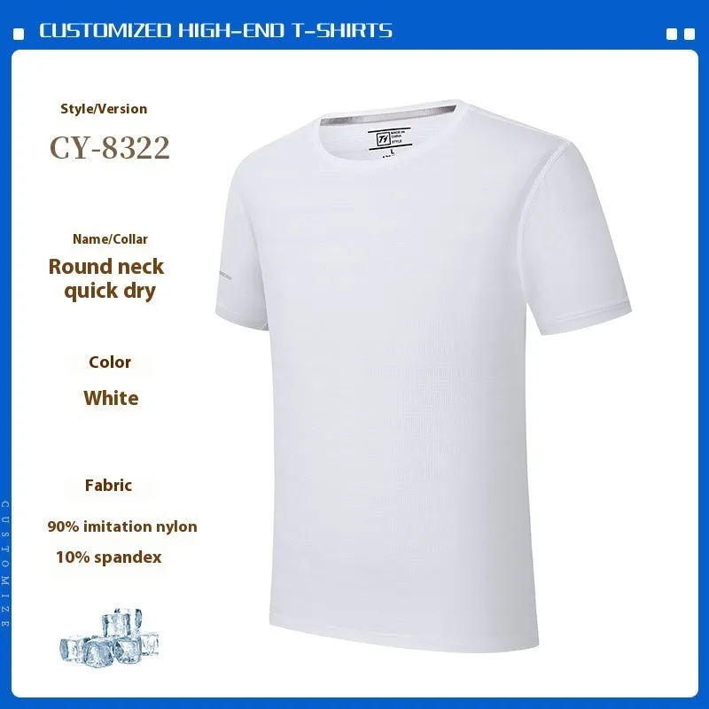 Man wearing a solid colour short sleeve work T-shirt with waterproof and oil-proof properties.
