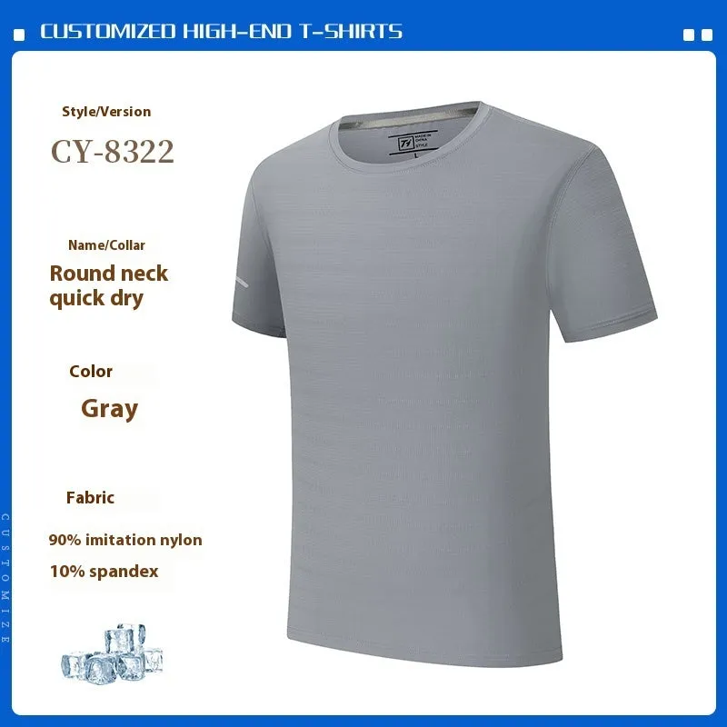 Man wearing a solid colour short sleeve work T-shirt with waterproof and oil-proof properties.