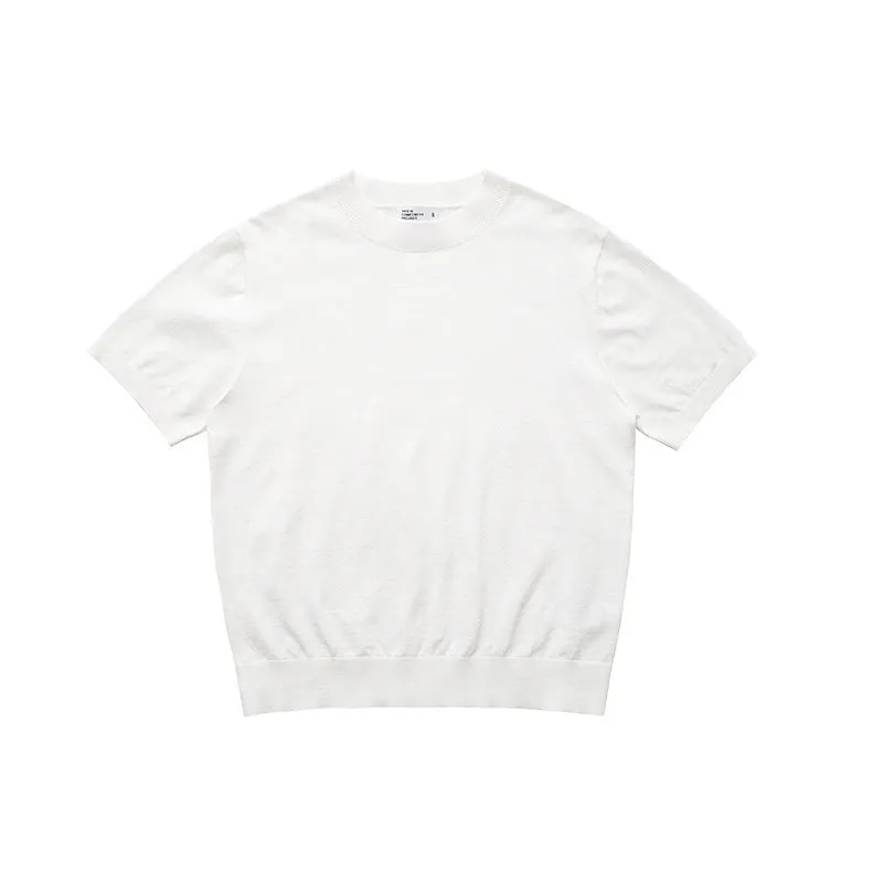 Fanio short-sleeved velvet T-shirt in black, milky white, or grey colour, showing front design and fabric texture.