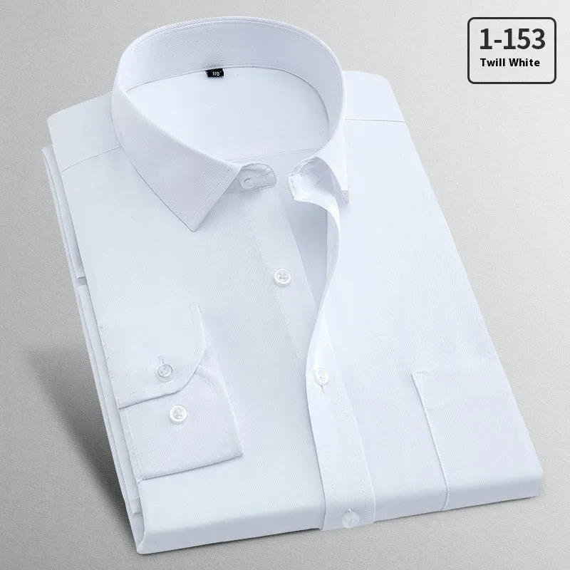 Men's white flax linen long sleeve business shirt showing Pink Diagonal and Red Plain colour options