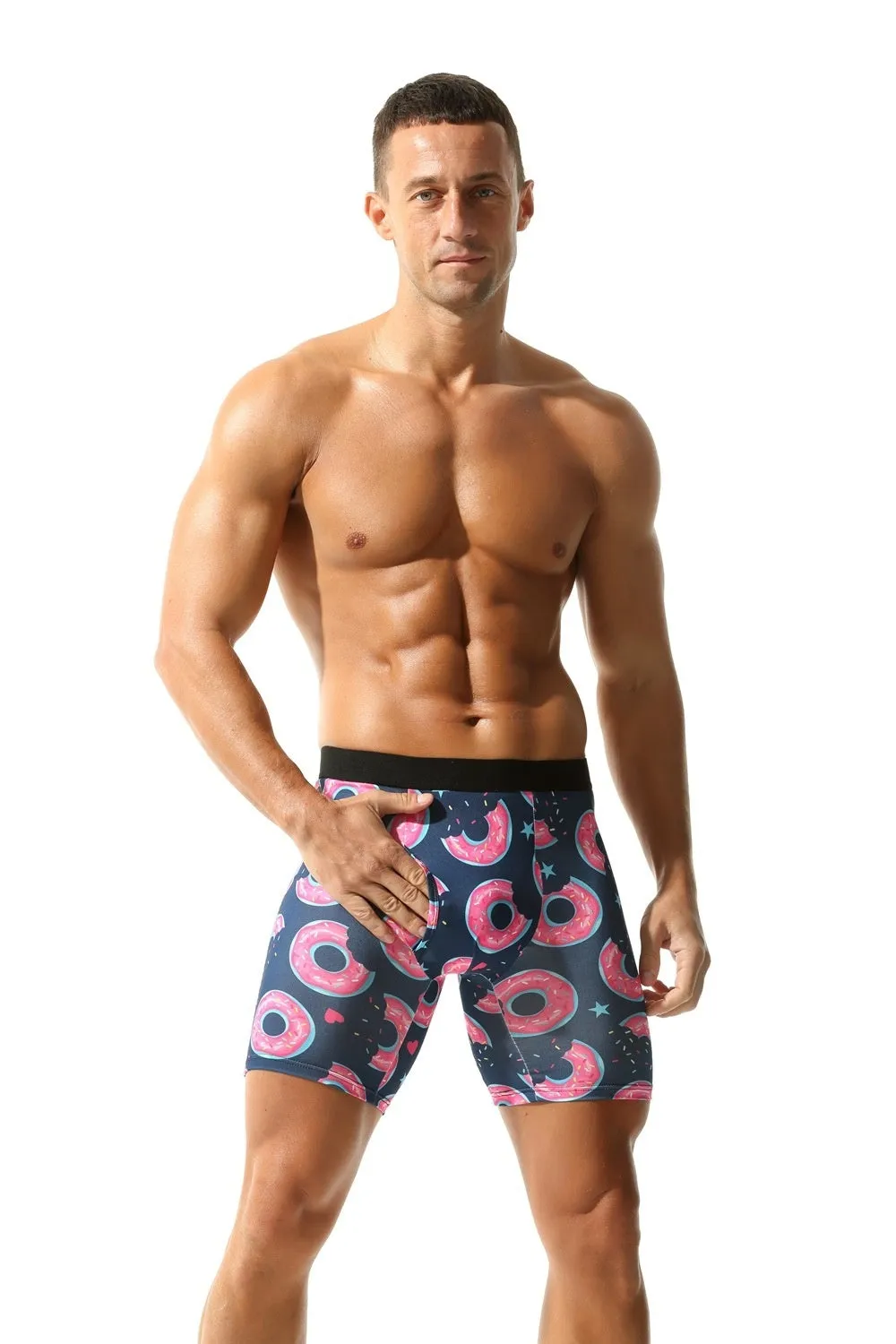 Men's wild leopard pattern printed underwear in quick-drying polyester with low-rise waistband