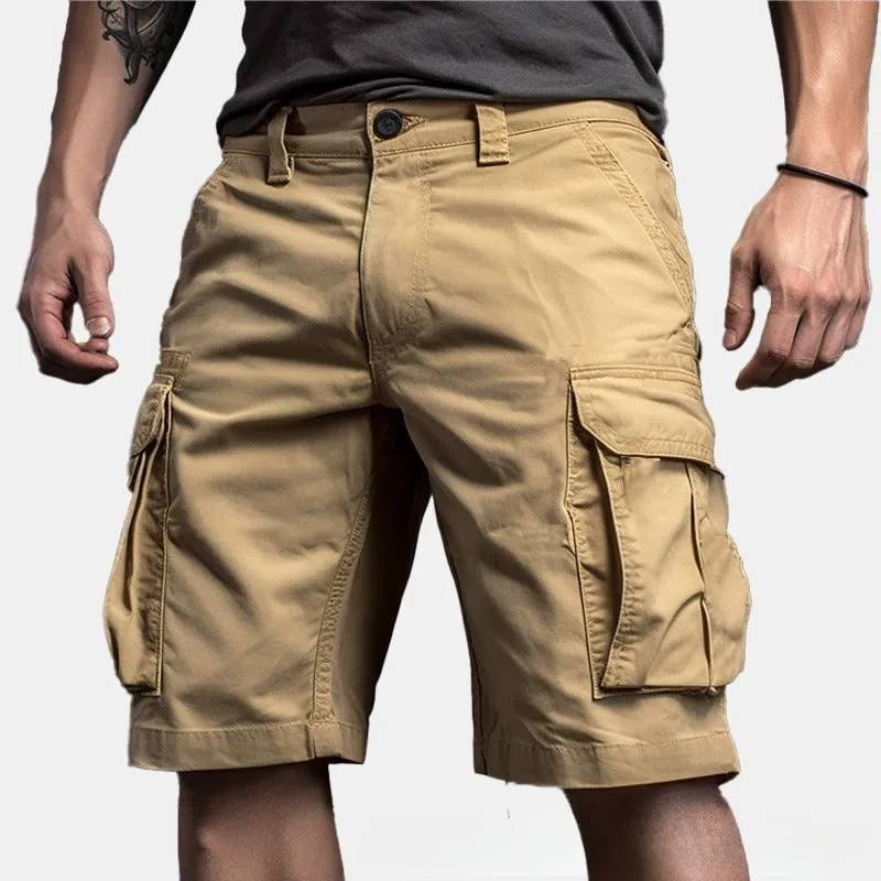 Man wearing loose-fit casual shorts with a 3D digital printed design on the leg.