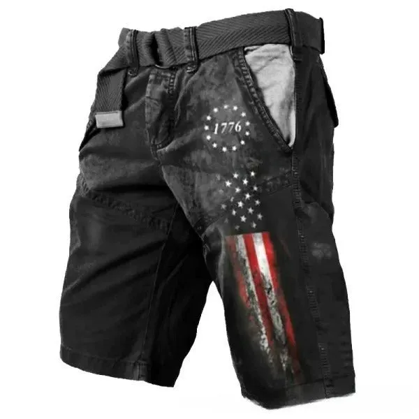 Man wearing loose-fit casual shorts with a 3D digital printed design on the leg.