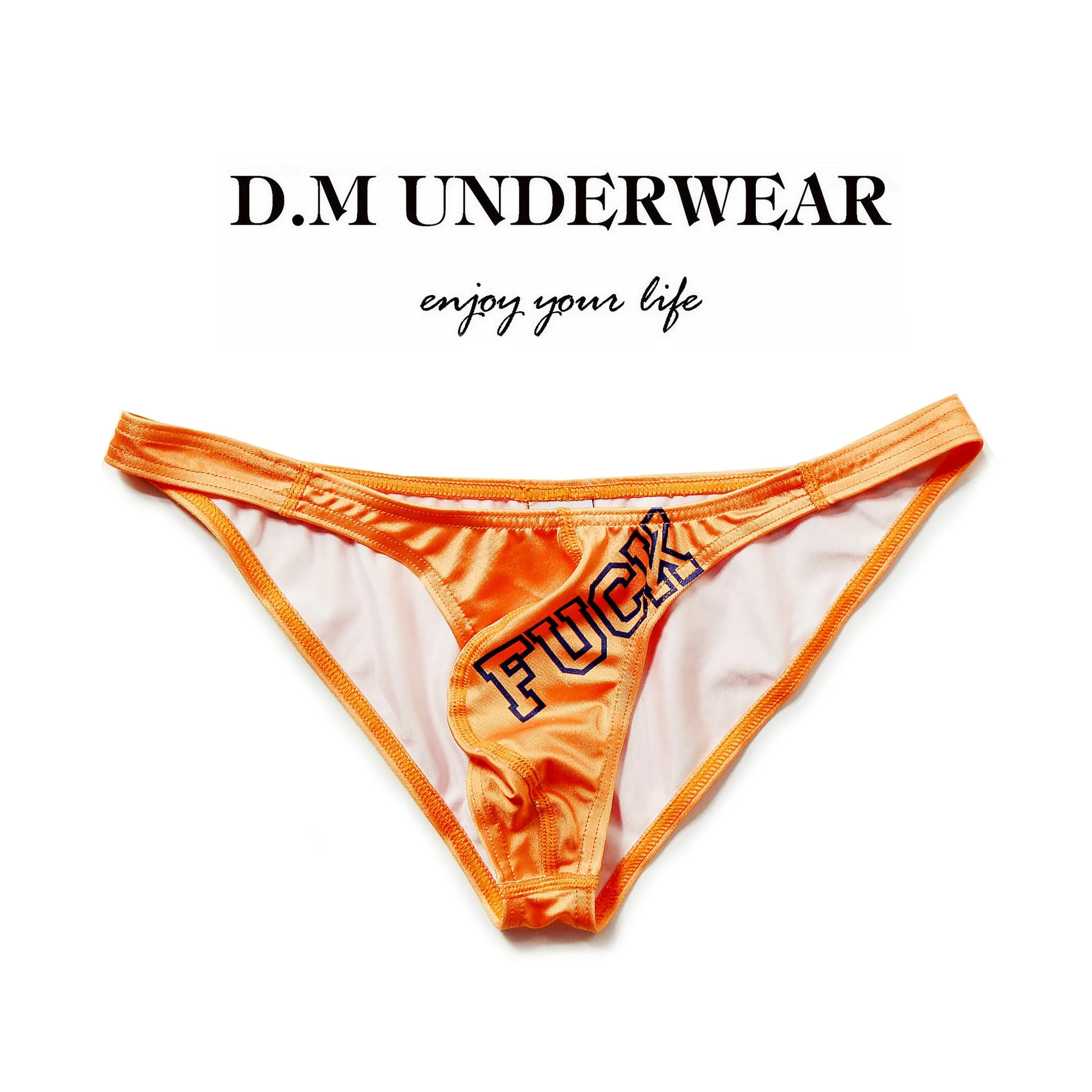 Low waist triangle shorts in black, white, or orange colours for couple wear